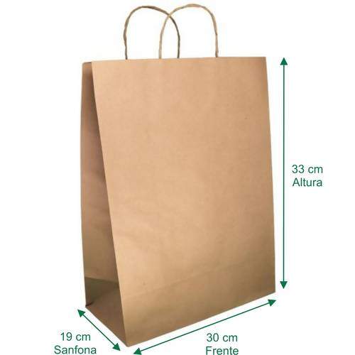 Sacola Papel Kraft 30x33x19L - 2.000 Peças